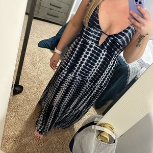 Navy blue tie-dye maxi dress